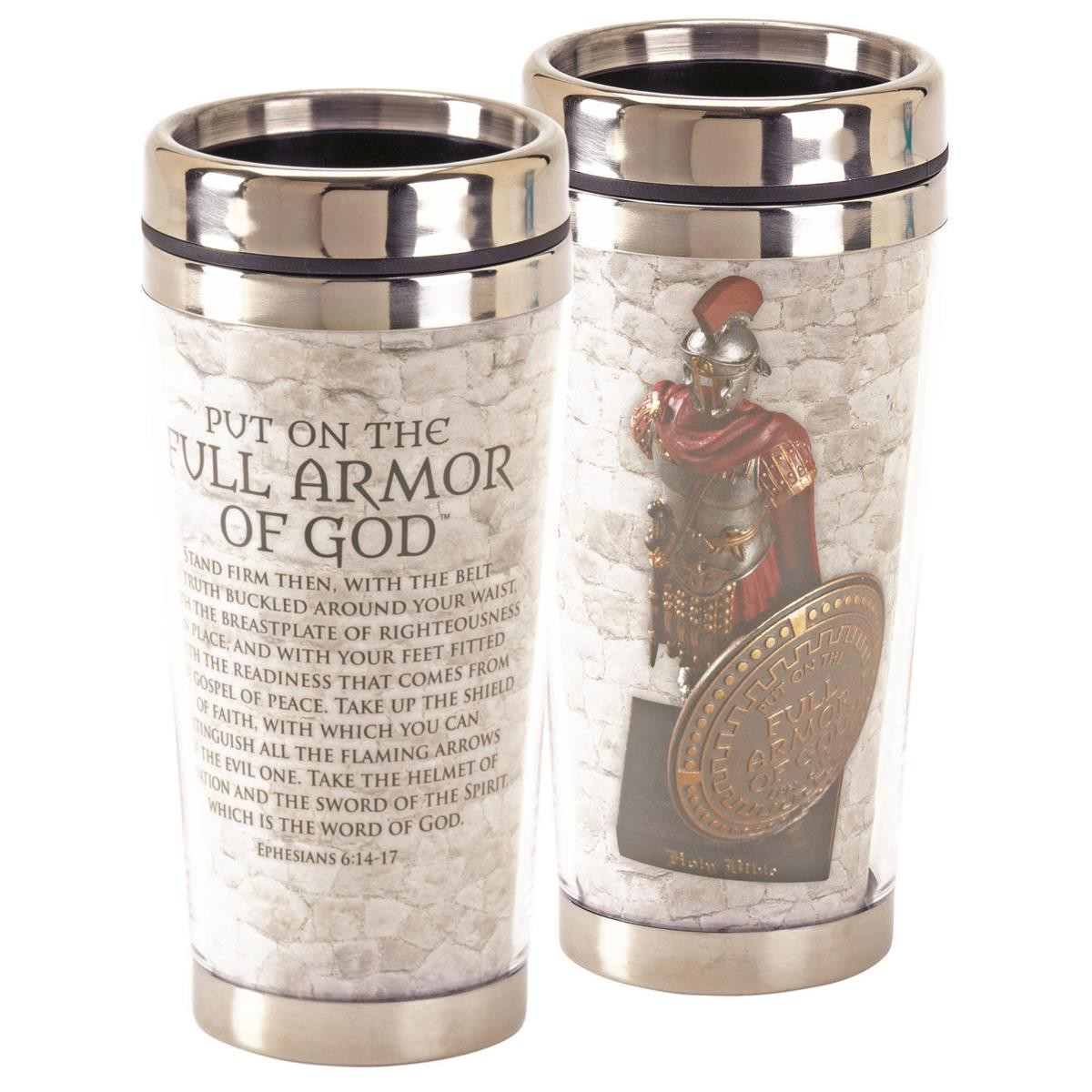 Put on The Full Armor of God 16 Oz Stainless Steel Travel Mug with Lid