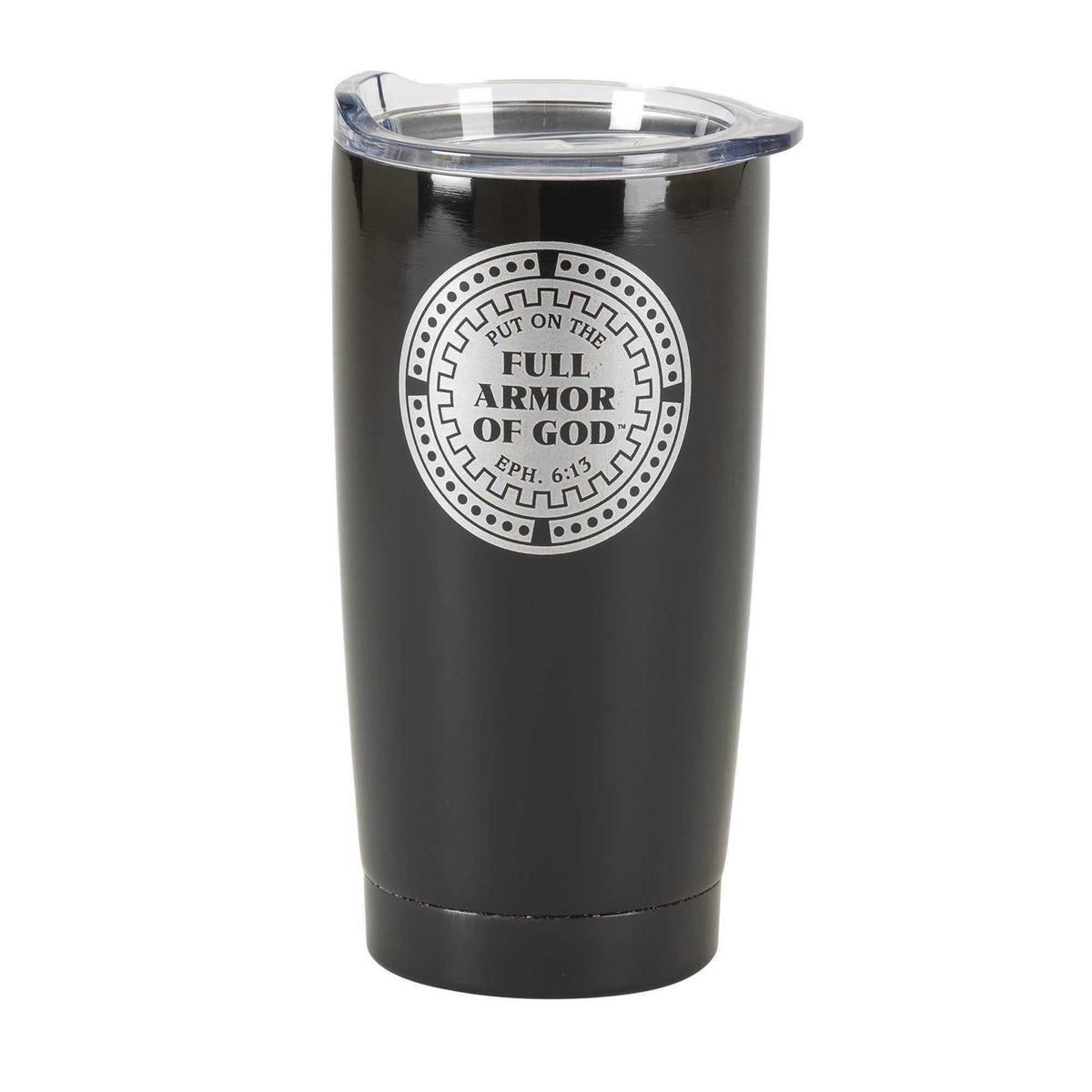 Put On The Full Armor Silver Tone 20 ounce Stainless Steel Travel Tumbler Mug