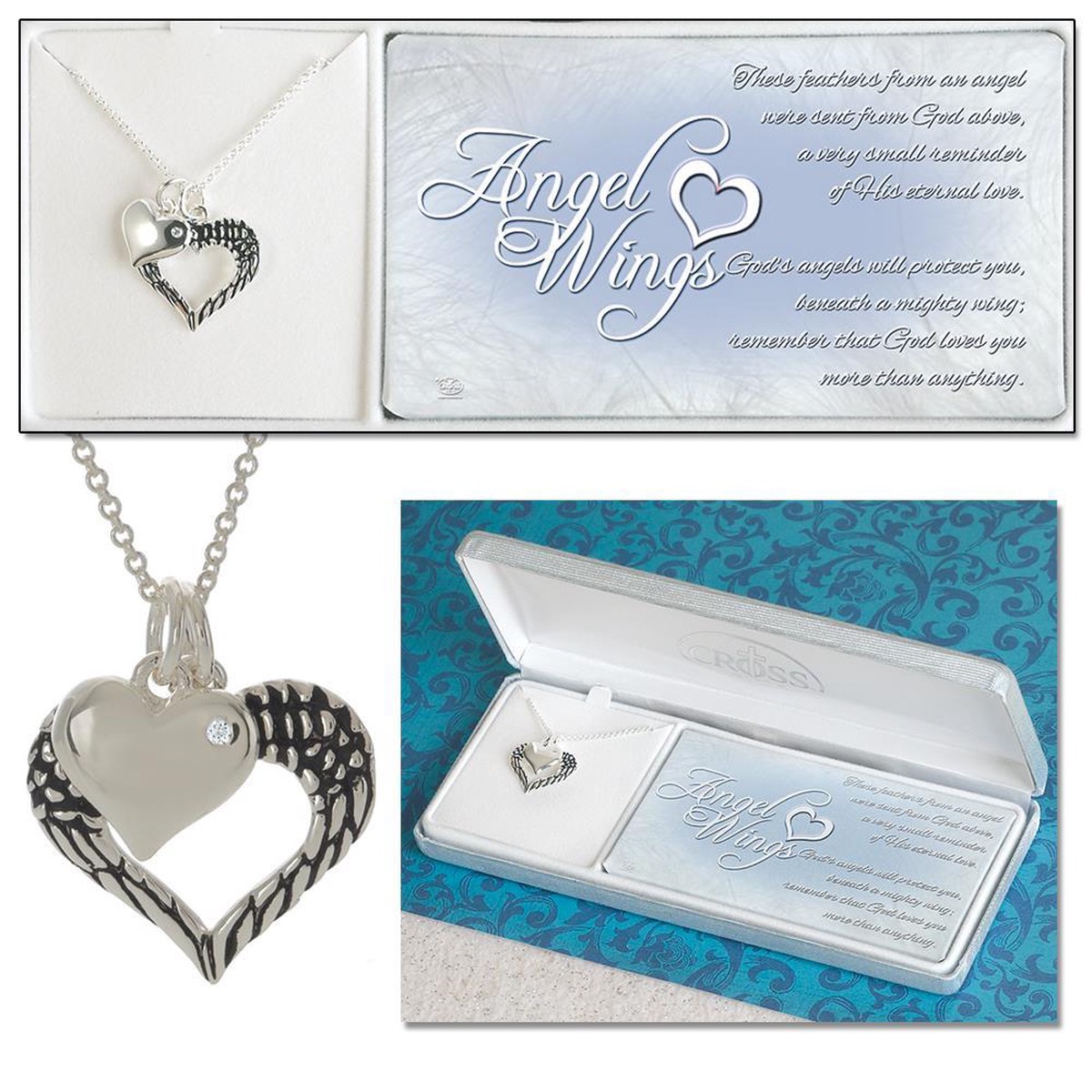 Angel Feather Heart Necklace